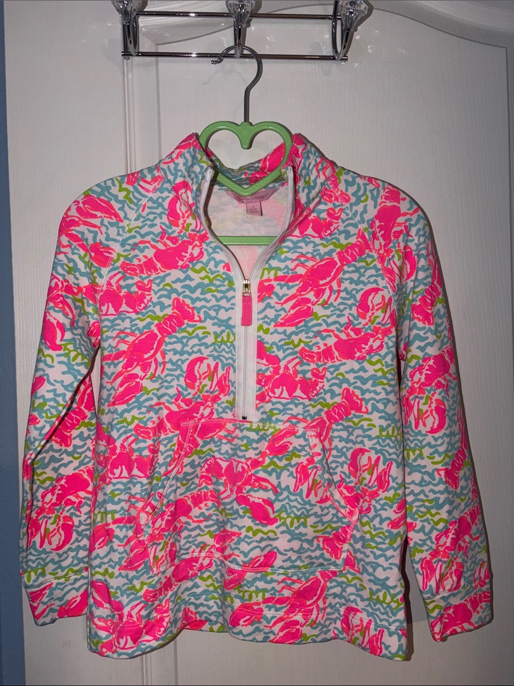 Lilly Pulitzer Pink, Aqua & Lime Printed Half-Zip Lobstah Roll Pullover